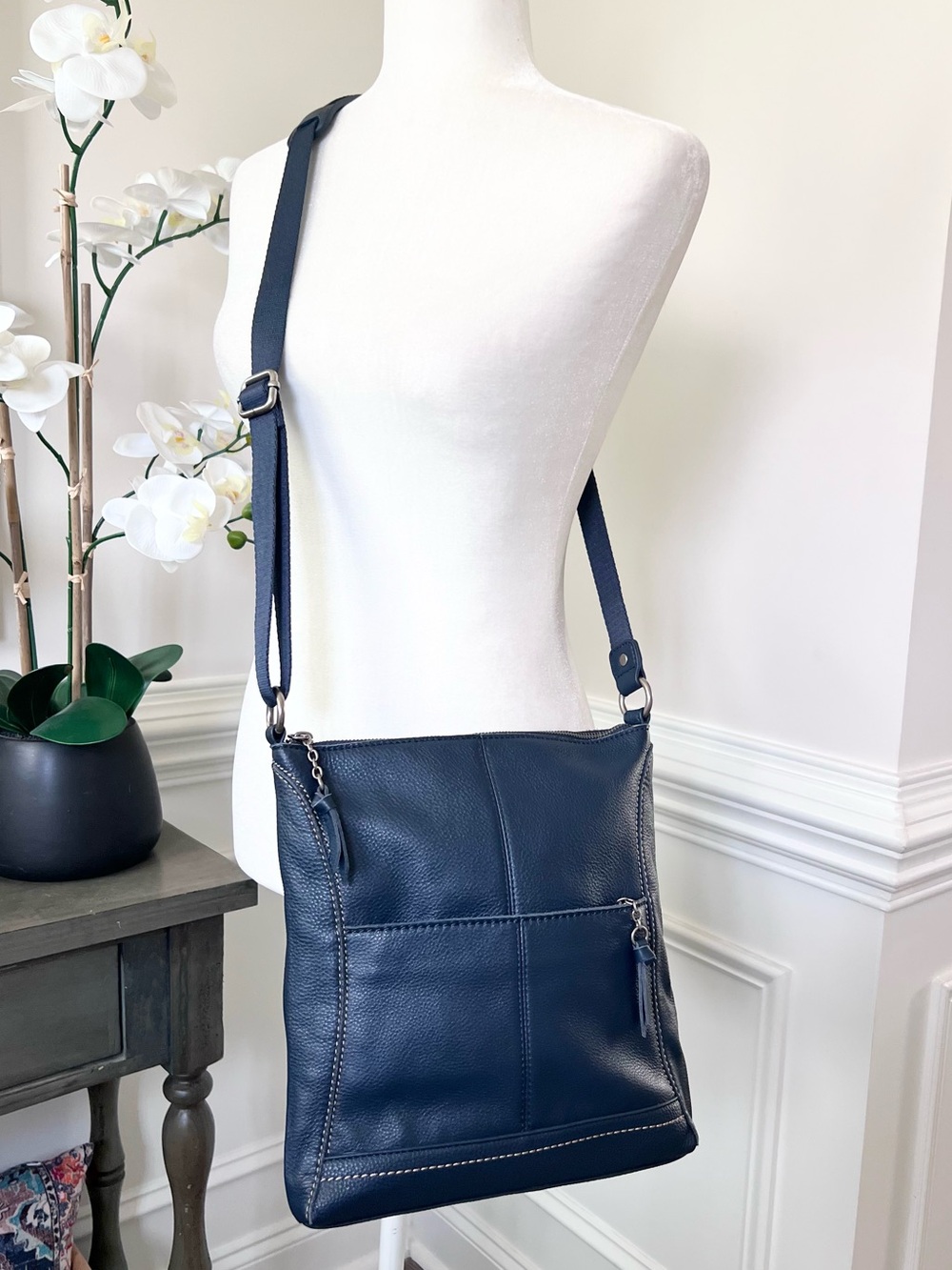 The Sak Lucia Indigo Pebbled Leather Crossbody Bag